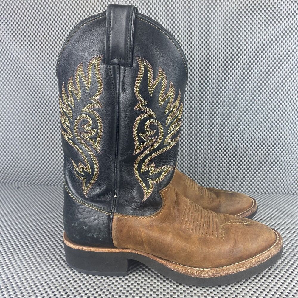 Justin Cowboy Boots Paluxy Tekno Crepe Western Mens 7 Mens Black Brown Leather